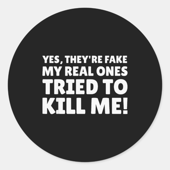 New S &amp; Funny Breast Augmentation  Runder Aufkleber (Vorderseite)