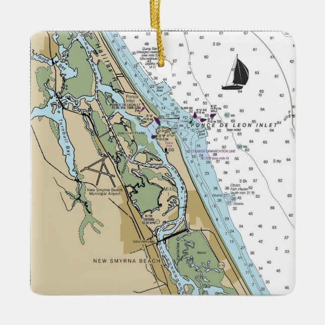 New Smyrna Beach Chart Keramikornament (Vorderseite)
