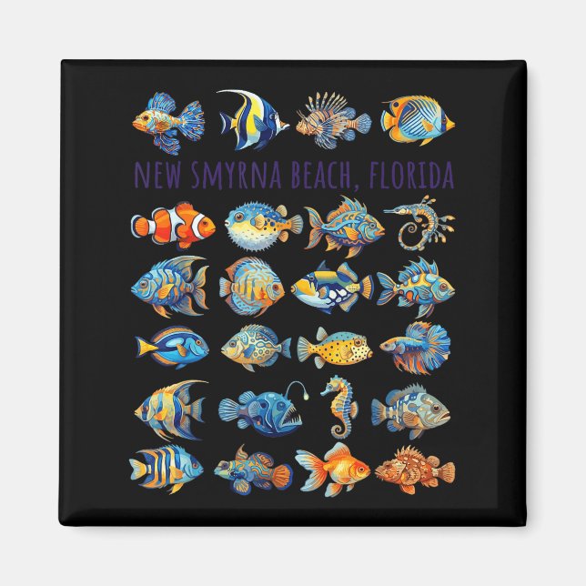 New Smyrna Beach Florida Farbiger Fisch Design Magnet (Vorne)