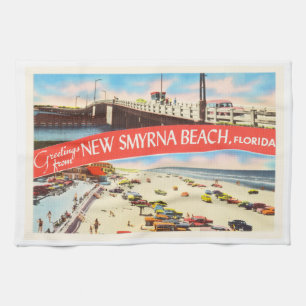 New Smyrna Beach Florida FL Old Travel Souvenir Handtuch