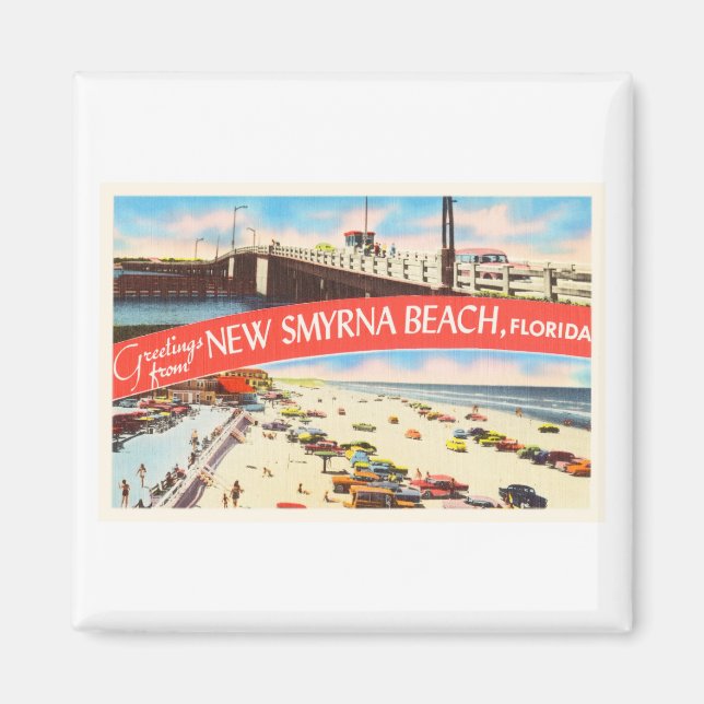 New Smyrna Beach Florida FL Old Travel Souvenir Magnet (Vorne)