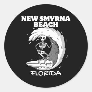 New Smyrna Beach Florida Surfen Vintage Retro Surf Runder Aufkleber