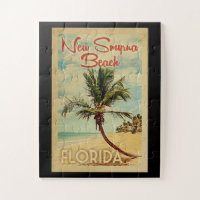 New Smyrna Beach Palm Tree Vintage Travel