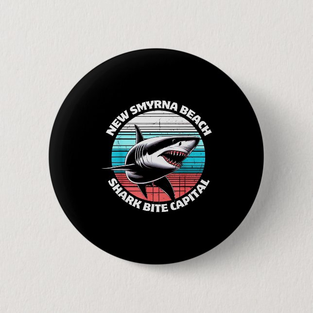 New Smyrna Beach_ Shark Bite Catal Graphic  Button (Vorderseite)