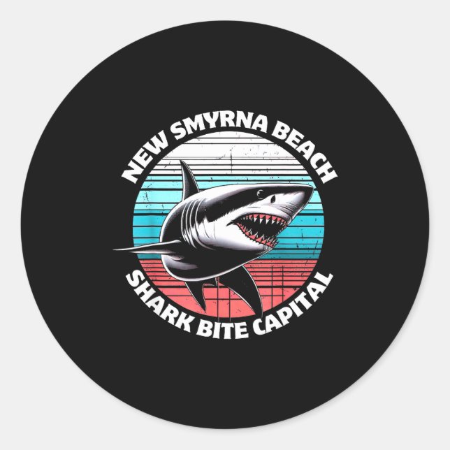 New Smyrna Beach_ Shark Bite Catal Graphic  Runder Aufkleber (Vorderseite)