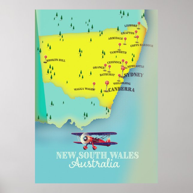 New South Wales Australia Map Poster (Vorne)