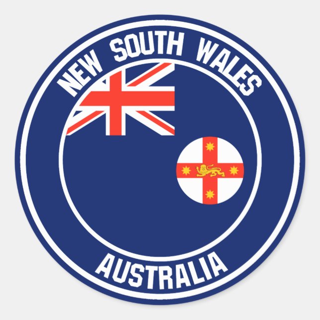 New South Wales Round Emblem Runder Aufkleber (Vorderseite)