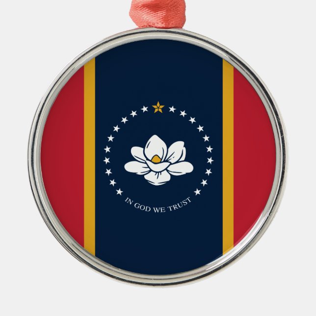 New State Flag of Mississipi Keramik Ornament Aus Metall (Vorne)