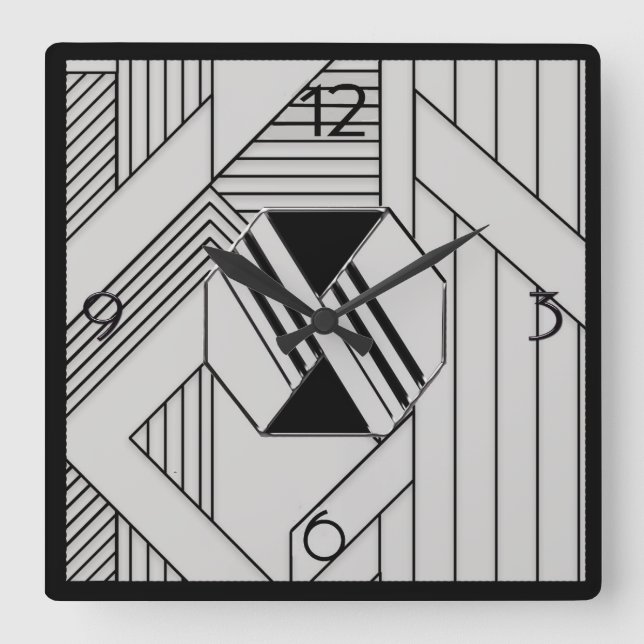 New Style Art Deco Quadratische Wanduhr (Vorderseite)