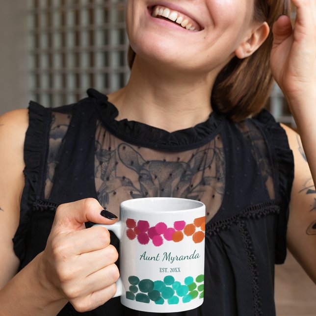New Tante Abstrakt Rainbow Polka Dots Personalisie Kaffeetasse (Von Creator hochgeladen)