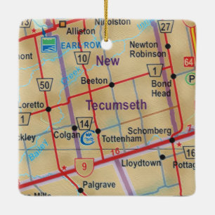 New Tecumseth ON Painted Map Keramikornament