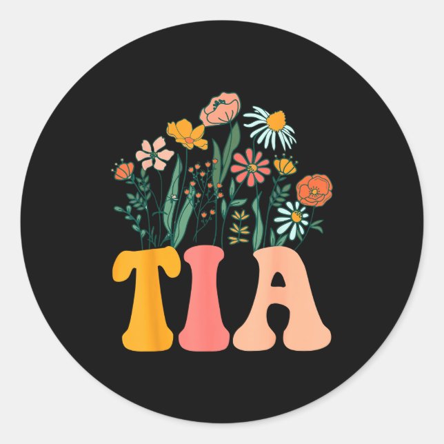 New Tia Wildflower First Birthday &amp; Baby Showe Runder Aufkleber (Vorderseite)