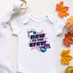 New To The Crew Personalized Baby Announcement Strampler
