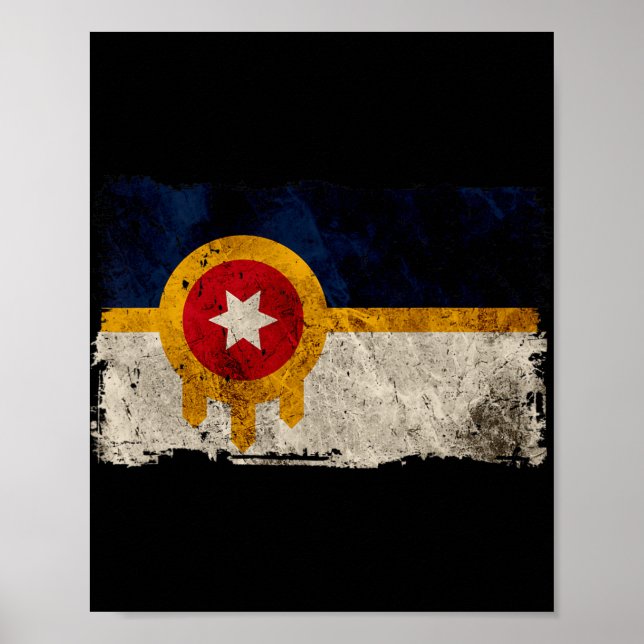New Tulsa Flag Vintage Distressed Tulsa Oklahoma  Poster (Vorne)