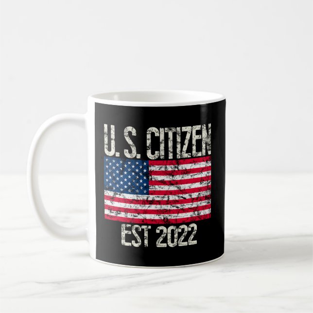 New US Citizen Est 2022 Amerikanischer Einwanderer Kaffeetasse (Links)