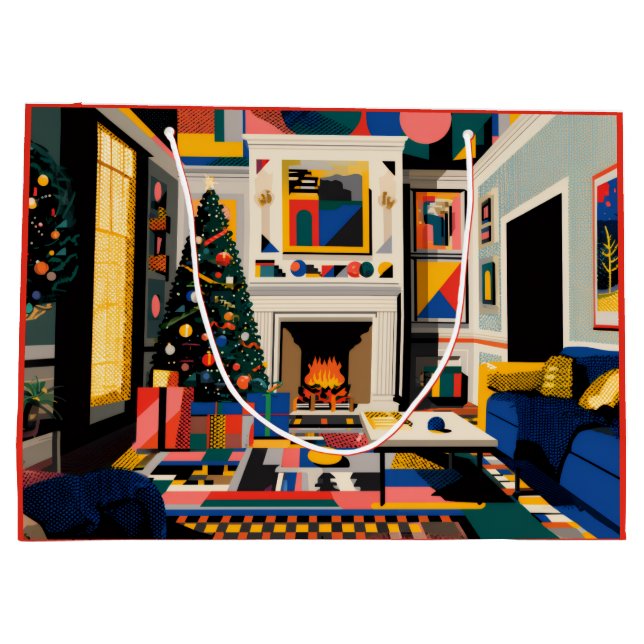 New Wave 1980s Pop Art Christmas Große Geschenktüte (Rückseite)