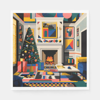 New Wave 1980s Pop Art Christmas Napkins Serviette