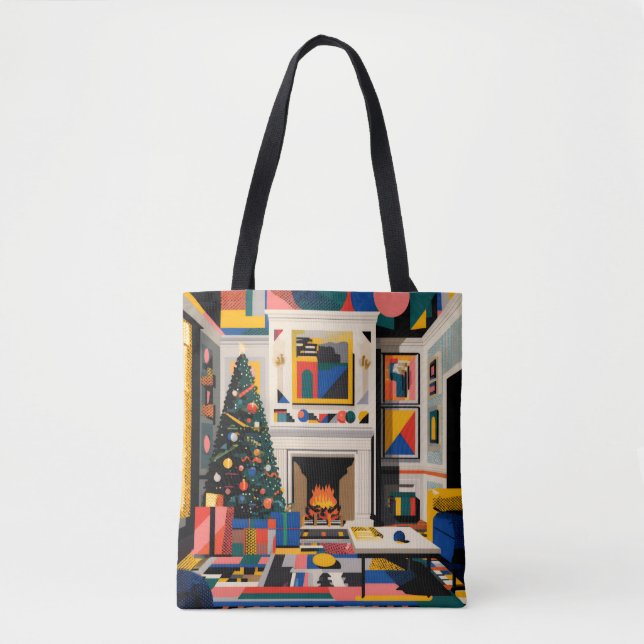 New Wave 1980s Pop Art Christmas Tote (Vorderseite)