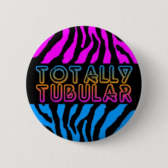 NEW WAVE 80s RETRO TOTALLY TUBULAR TIGER STRIPES Button (Vorderseite)