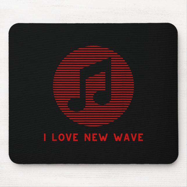New Wave Music Red And Black Funny 70's 80's Music Mousepad (Vorne)