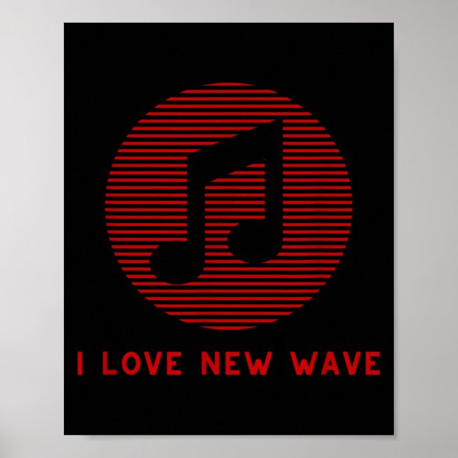 New Wave Music Red And Black Funny 70's 80's Music Poster (Vorne)
