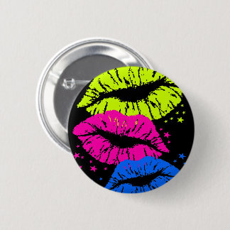 New Wave Retro 80er Jahre Vintage Lippen & Sterne  Button