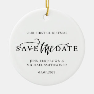 New Weds Foto Erste Weihnachtsfeier Save the Date Keramik Ornament