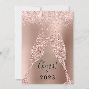 New Year 2023 Rose Gold Metallic Glitter Feiertagskarte