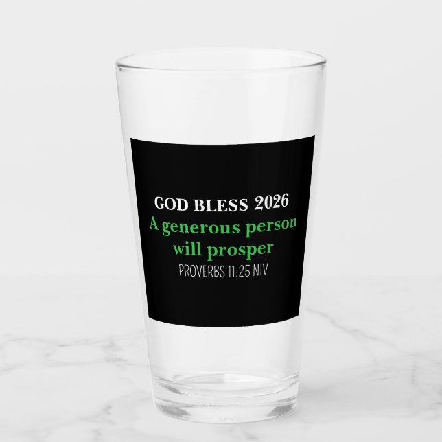 New Year 2026 Blessings Festive Simple Black Glas (Vorderseite)