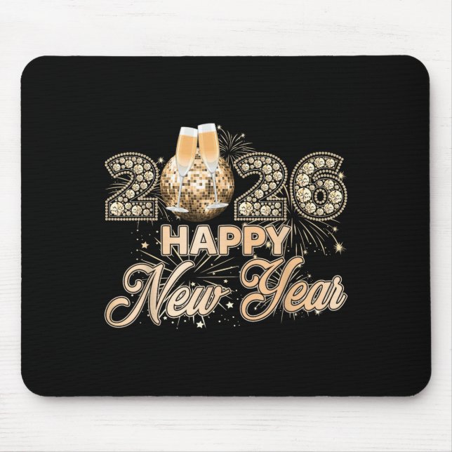 New Year 2026 Disco Ball Champagne Happy New Years Mousepad (Vorne)