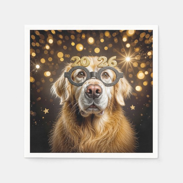New Year 2026 Golden Retriever Humor Serviette (Vorderseite)