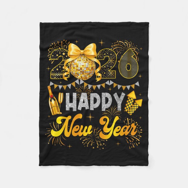 New Year 2026 Happy Party Balloon Family Matching  Fleecedecke (Vorderseite)