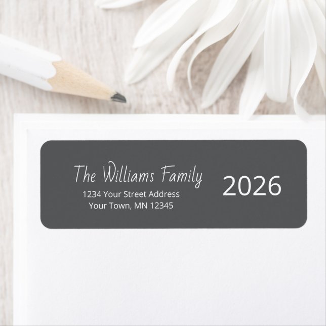 New Year 2026 Modern Simple Gray Return Address  (Insitu)
