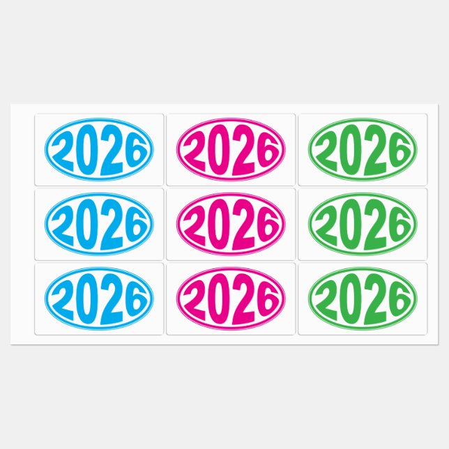 New Year 2026 Oval Sticker (Blatt)