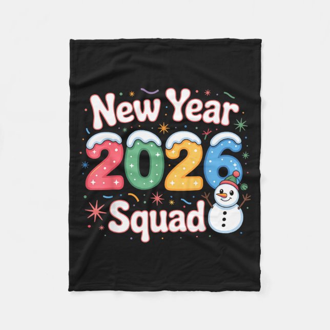 New Year 2026 Squad Funny Snowman Holiday Celebrat Fleecedecke (Vorderseite)