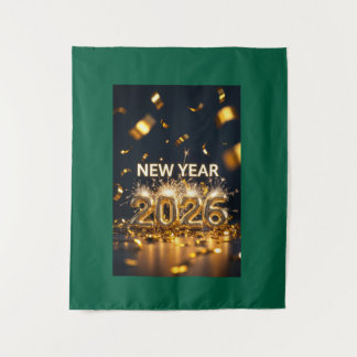 New Year 2026 Tapestry - Custom Luxe Wall Hanging Wandteppich