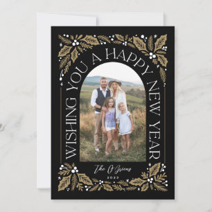 New Year Arch Berry Golden 3 Foto Collage Feiertagskarte