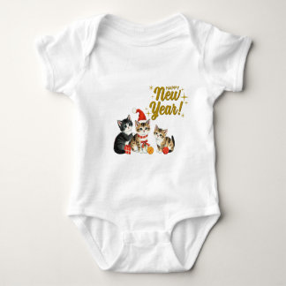 New Year Baby Bodysuit – Cute Christmas Cats Desig Baby Strampler