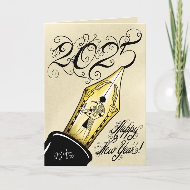 New Year Card 2025 Fountain Pen Karte (Vorderseite)