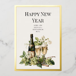 New Year Custom Greeting Card in Gold Foil Folieneinladung