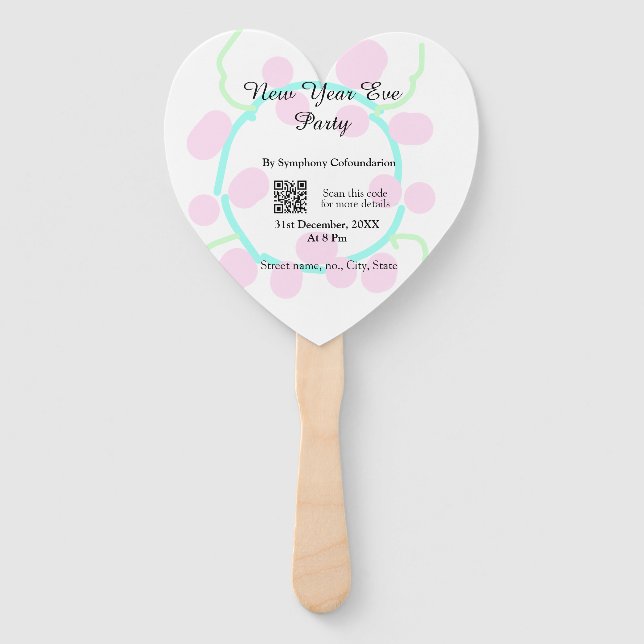 New year eve party scan QR RSVP name pink blue  Fächer (Vorderseite)