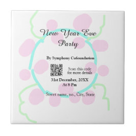New year eve party scan QR RSVP name pink blue  Fliese