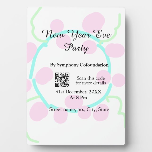 New year eve party scan QR RSVP name pink blue  Fotoplatte (Vorderseite)