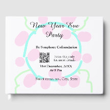 New year eve party scan QR RSVP name pink blue