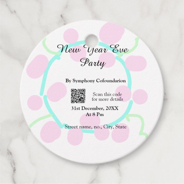 New year eve party scan QR RSVP name pink blue  Geschenkanhänger (Vorderseite)