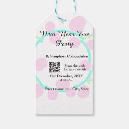 New year eve party scan QR RSVP name pink blue  Geschenkanhänger