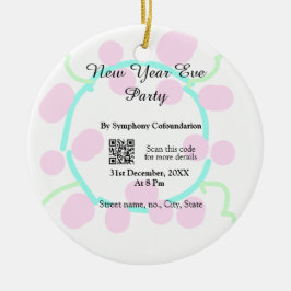 New year eve party scan QR RSVP name pink blue Keramik Ornament