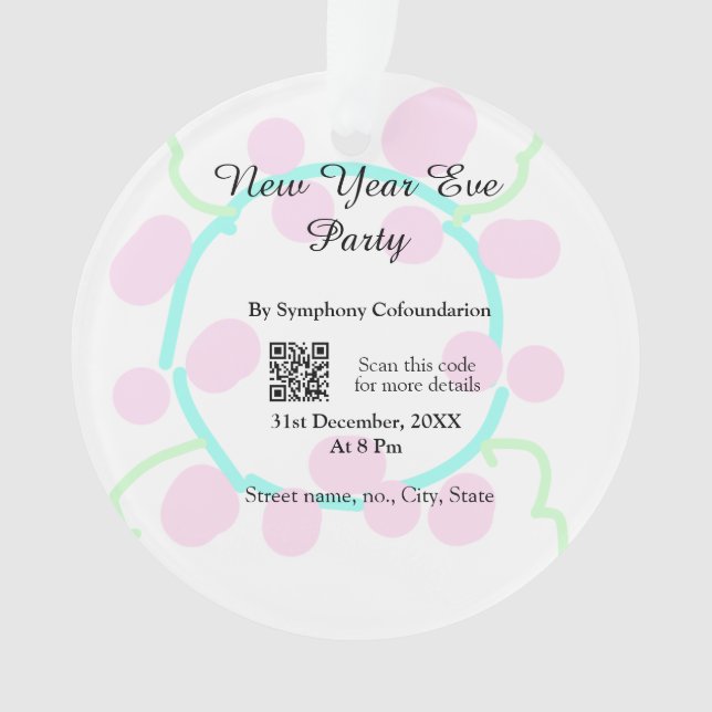 New year eve party scan QR RSVP name pink blue  Ornament (Vorderseite)