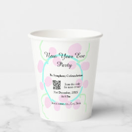 New year eve party scan QR RSVP name pink blue  Pappbecher
