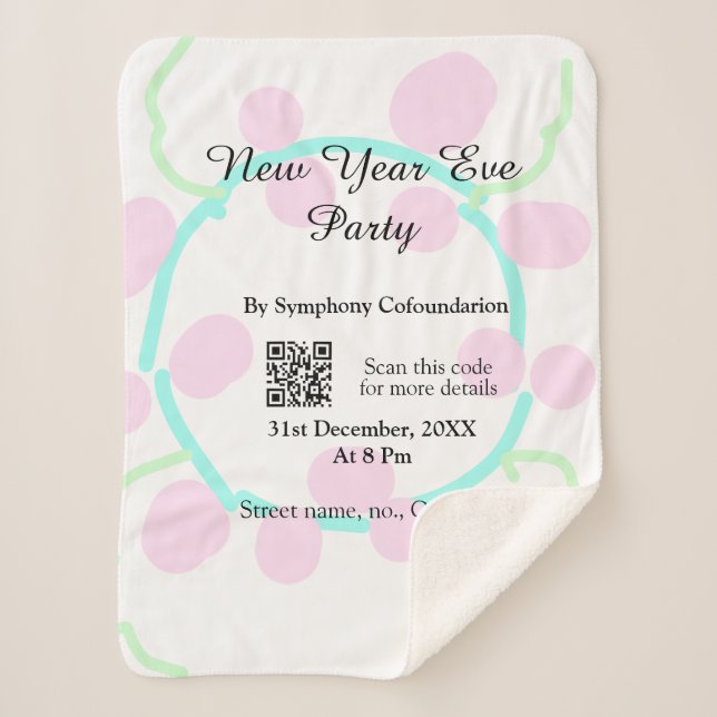 New year eve party scan QR RSVP name pink blue  Sherpadecke (Vorderseite)